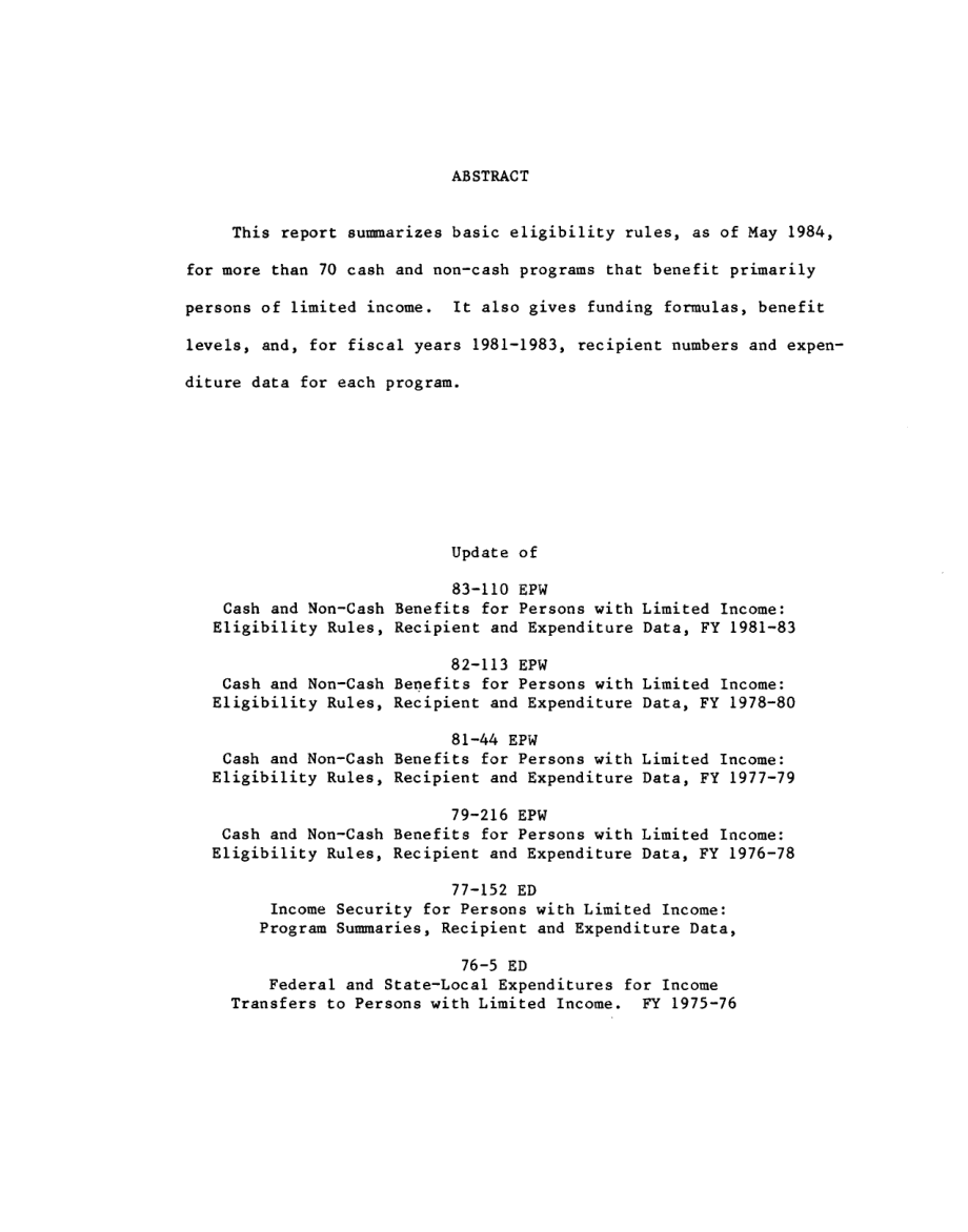 [19840618]84-99EPW_收入有限者的现金和非现金福利：资格规则、收款人和支出数据1981-83财年.pdf_第3页
