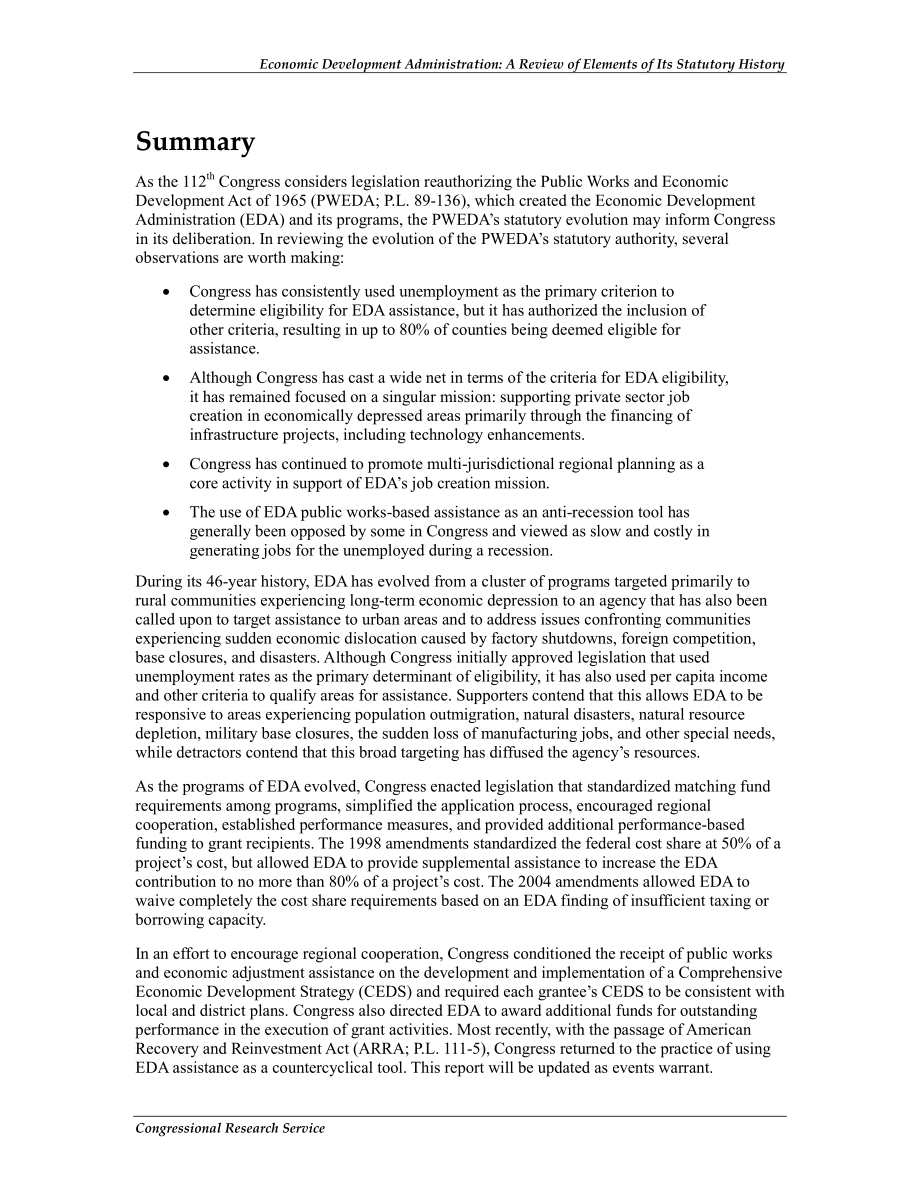 [20110603]R41241_经济发展管理局：对其法定历史要素的回顾.pdf_第2页