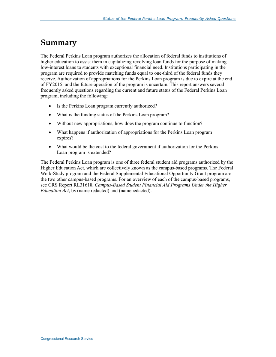 [20150326]R43959_联邦珀金斯贷款计划的现状：常见问题解答.pdf_第2页