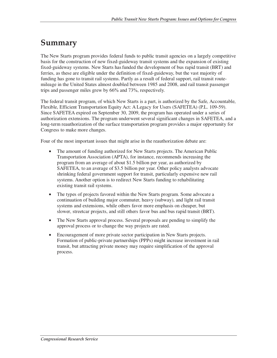 [20101005]R41442_公共交通新启动计划：国会的议题和选择.pdf_第2页