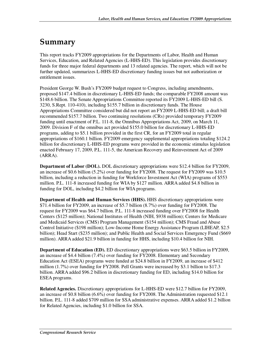 [20090710]RL34577_劳动、卫生和公共服务以及教育：2009财年拨款.pdf_第2页