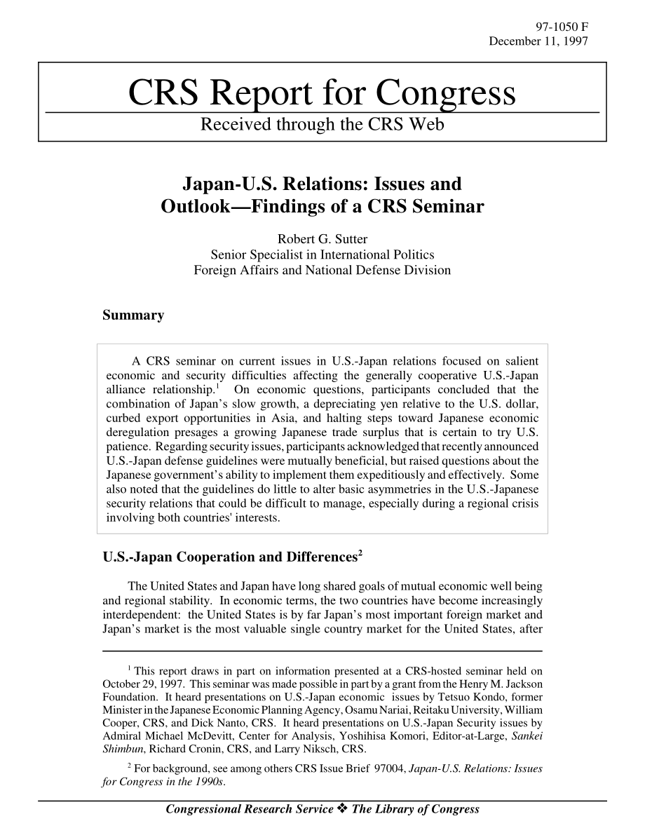 [19971211]97-1050_日美关系：CRS研讨会的问题和展望结果.pdf_第1页