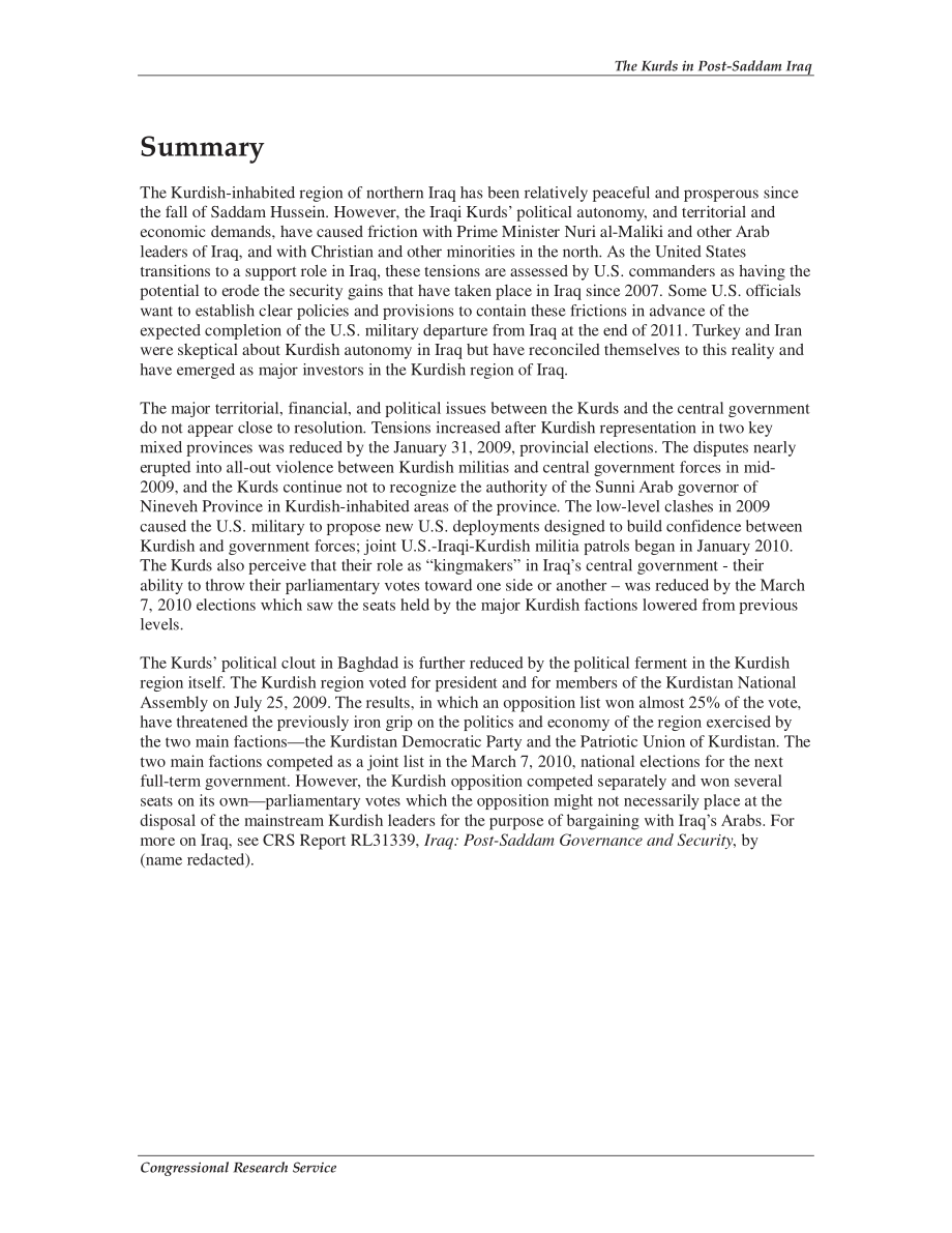 [20101001]RS22079_后萨达姆时代的伊拉克库尔德人.pdf_第2页