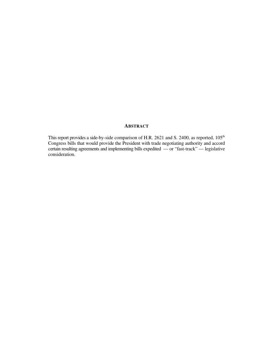 [19980915]97-957_快速贸易谈判授权：第105届国会立法提案比较.pdf_第2页
