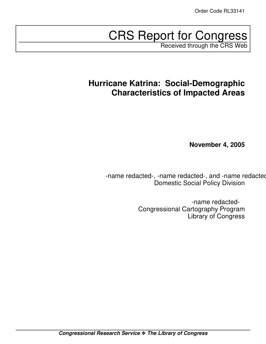 [20051104]RL33141_卡特里娜飓风：受影响地区的社会人口特征.pdf_第1页