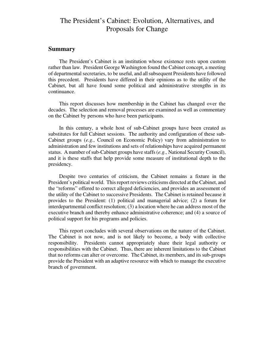 [20000912]RL30673_总统内阁：演变、备选方案和变革建议.pdf_第2页