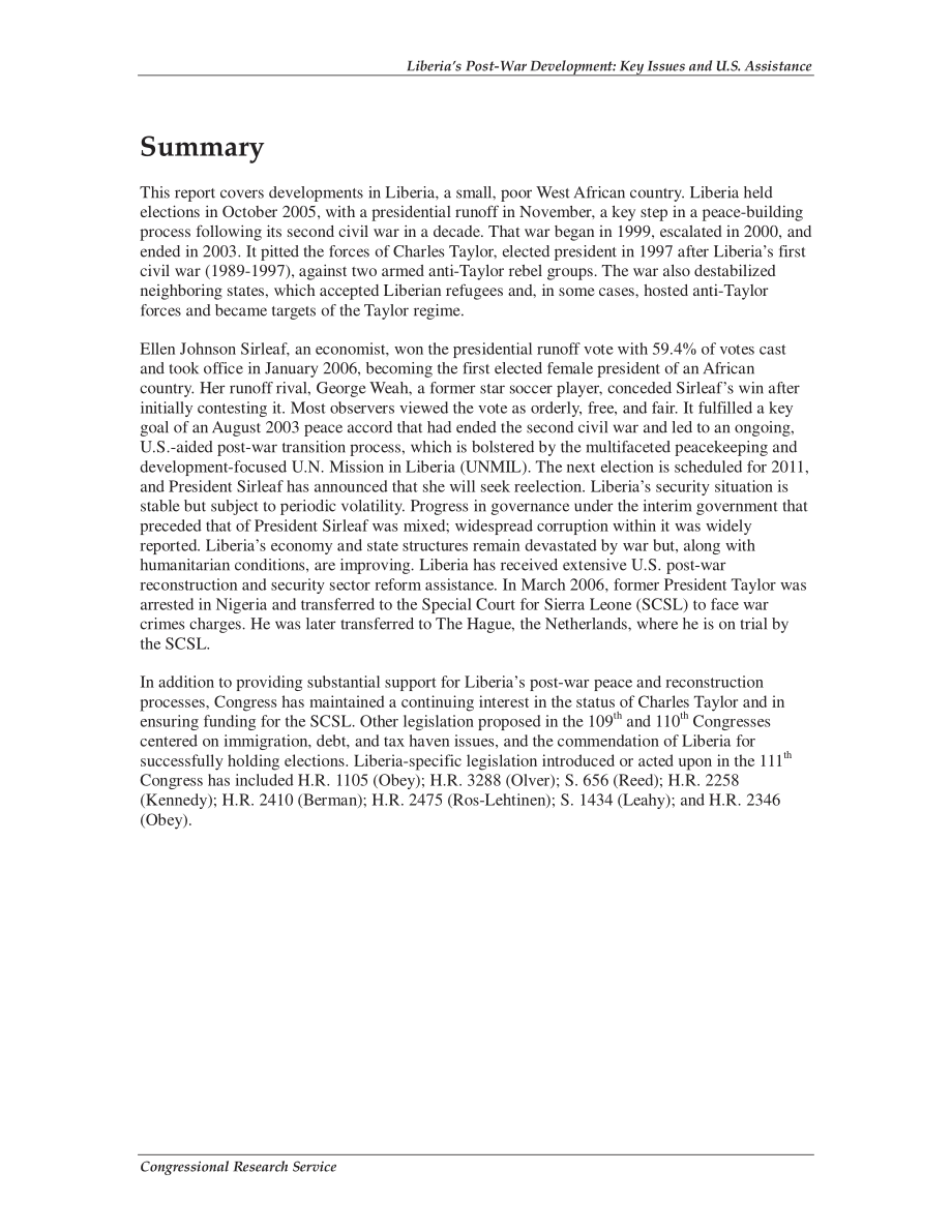[20100525]RL33185_利比里亚战后发展：关键问题和美国援助.pdf_第2页