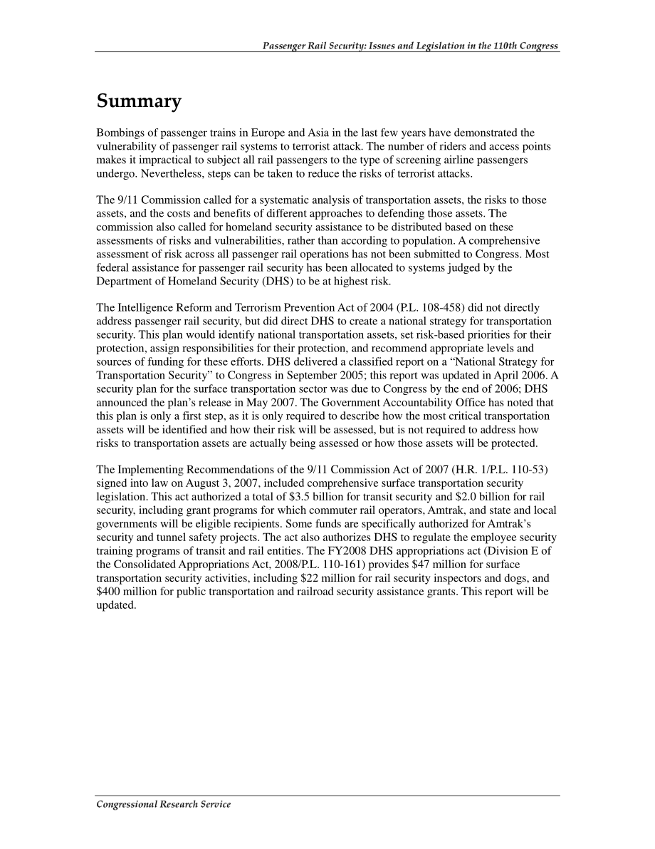 [20080131]RL32625_铁路客运安全：第110届国会的议题和立法.pdf_第2页