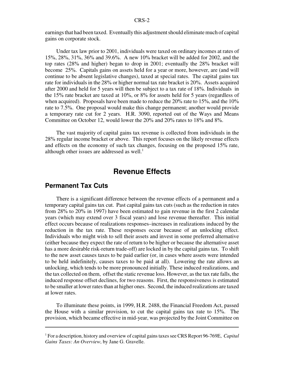 [20030129]RS21014_永久和临时资本利得减税的经济和收入影响.pdf_第2页