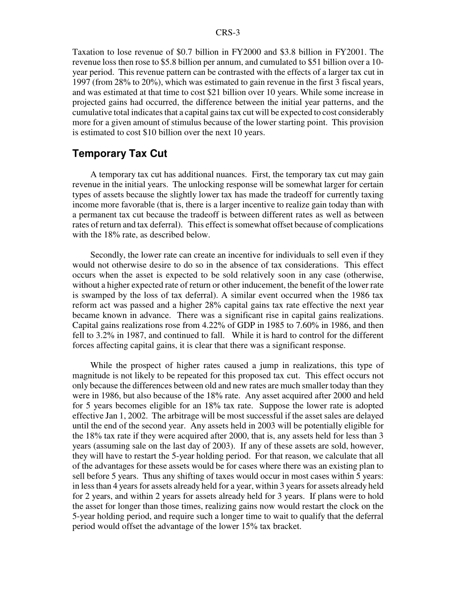 [20030129]RS21014_永久和临时资本利得减税的经济和收入影响.pdf_第3页