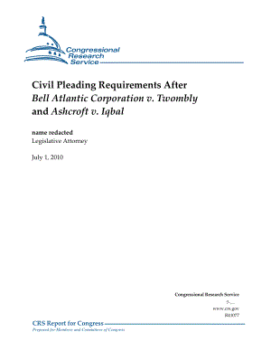 [20100701]R41077_Bell Atlantic Corporation诉Twombly和Ashcroft诉Iqbal后的民事辩护要求.pdf