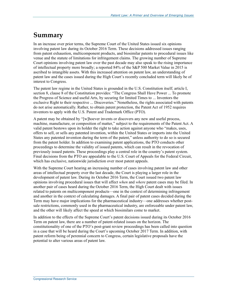 [20170921]R44962_专利法：新出现问题的入门和概述.pdf_第2页