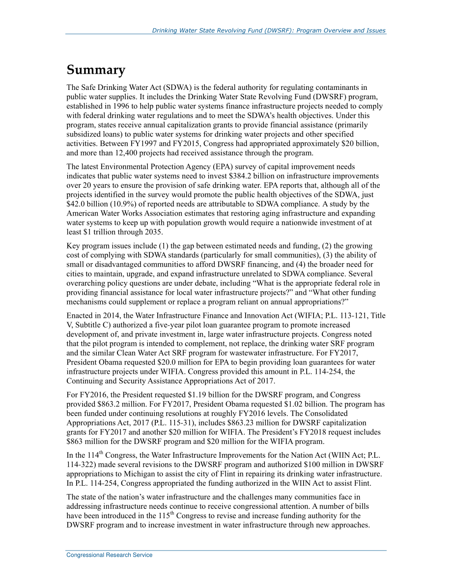 [20170710]RS22037_饮用水国家循环基金（DWSRF）：计划概述和问题.pdf_第2页