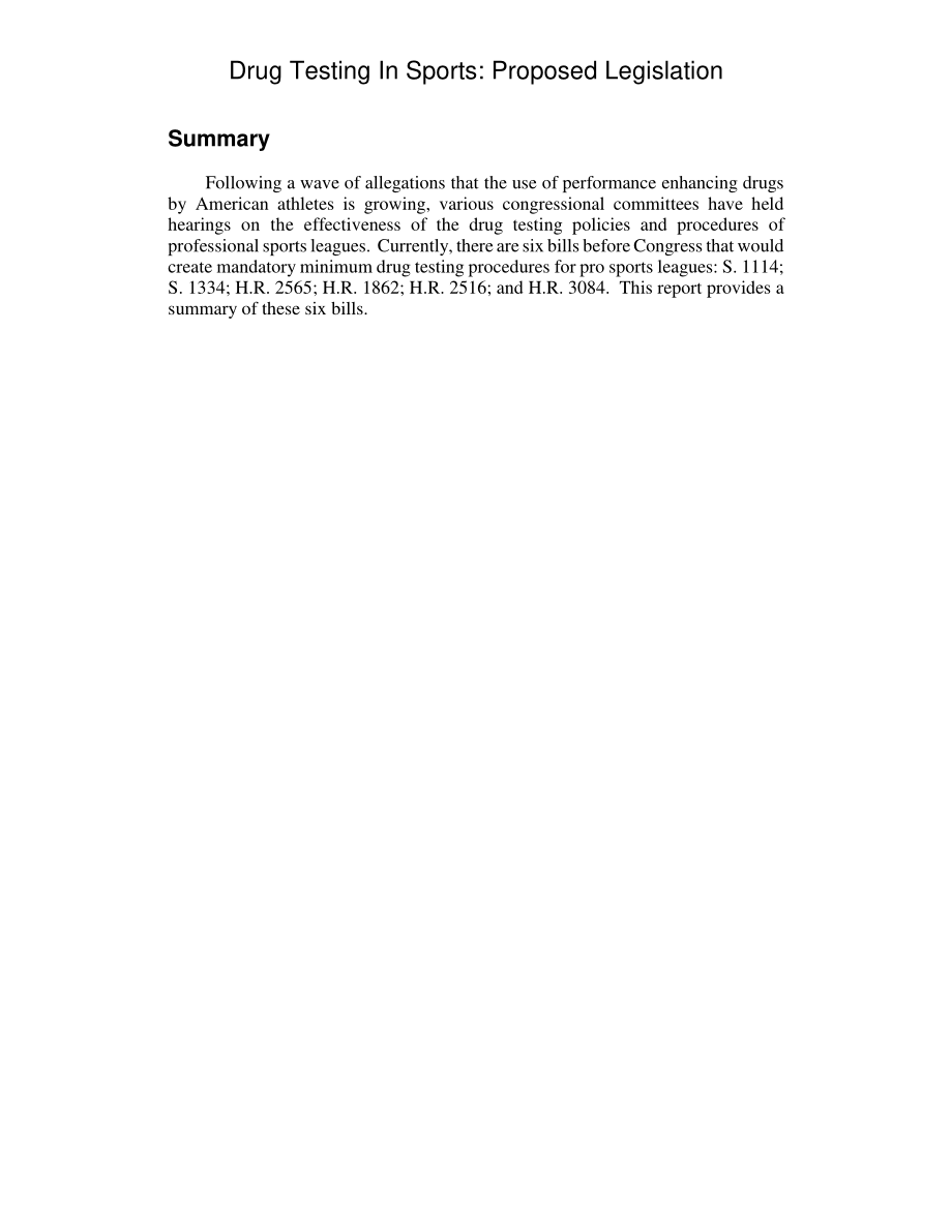 [20050708]RL32999_体育运动中的药物检测：拟议立法.pdf_第2页
