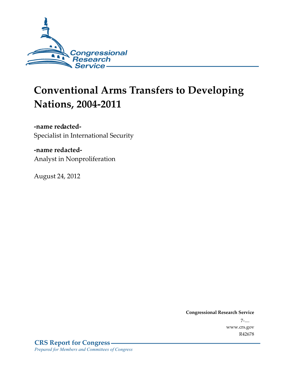 [20120824]R42678_2004-2011年向发展中国家转让常规武器 .pdf_第1页