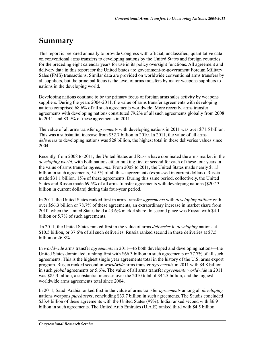 [20120824]R42678_2004-2011年向发展中国家转让常规武器 .pdf_第2页