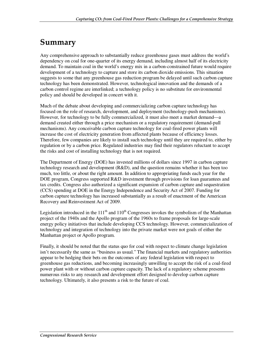 [20100415]RL34621_从燃煤电厂捕获CO2：全面战略面临的挑战.pdf_第2页