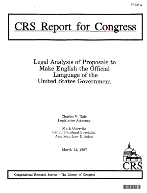 [19970314]97-383_关于将英语作为美国政府官方语言的提案的法律分析.pdf
