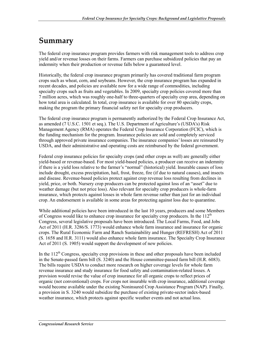 [20121106]R42813_特种作物联邦作物保险：背景和立法提案.pdf_第2页