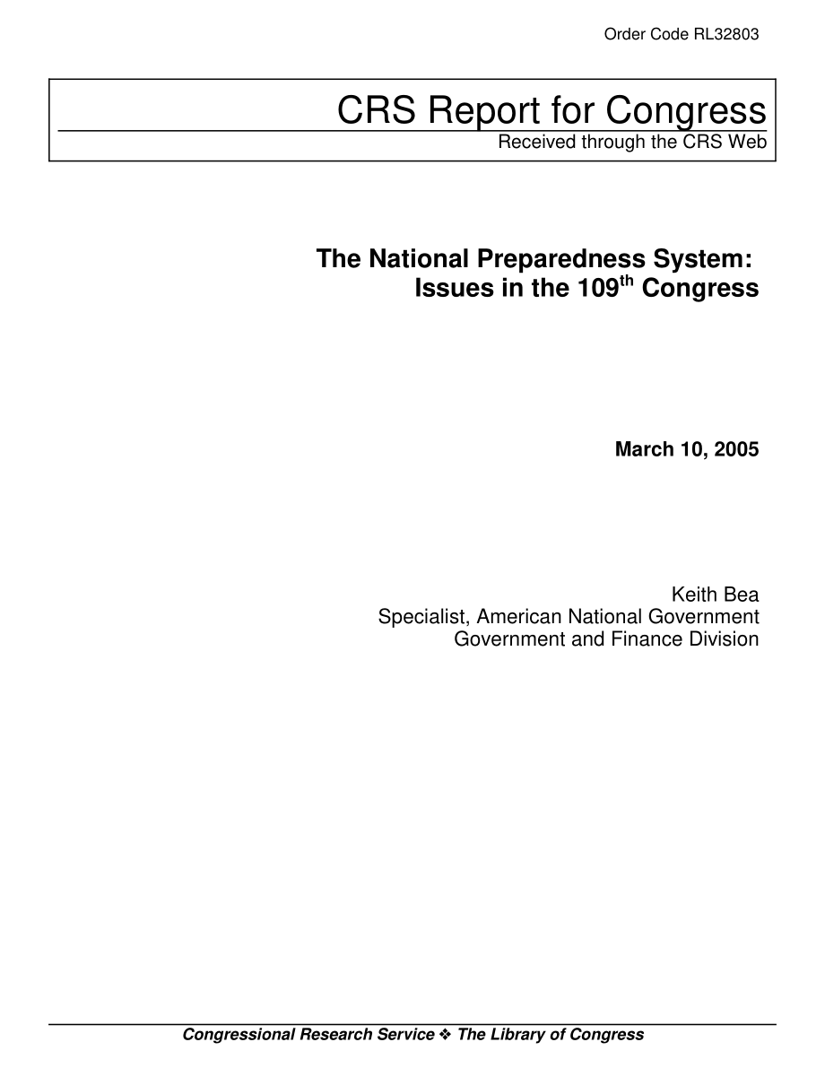 [20050310]RL32803_国家防备系统：第109届国会的议题.pdf_第1页