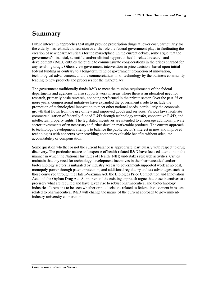 [20121130]RL32324_联邦研发、药物发现和定价：NIH大学与产业关系的启示.pdf_第2页