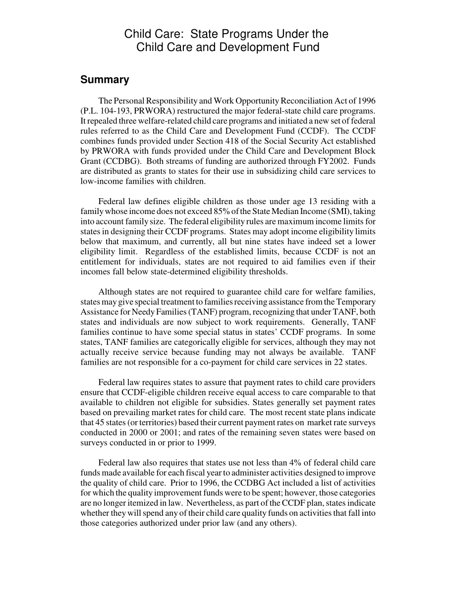 [20021008]RL31605_儿童保育：儿童保育和发展基金下的国家计划.pdf_第2页
