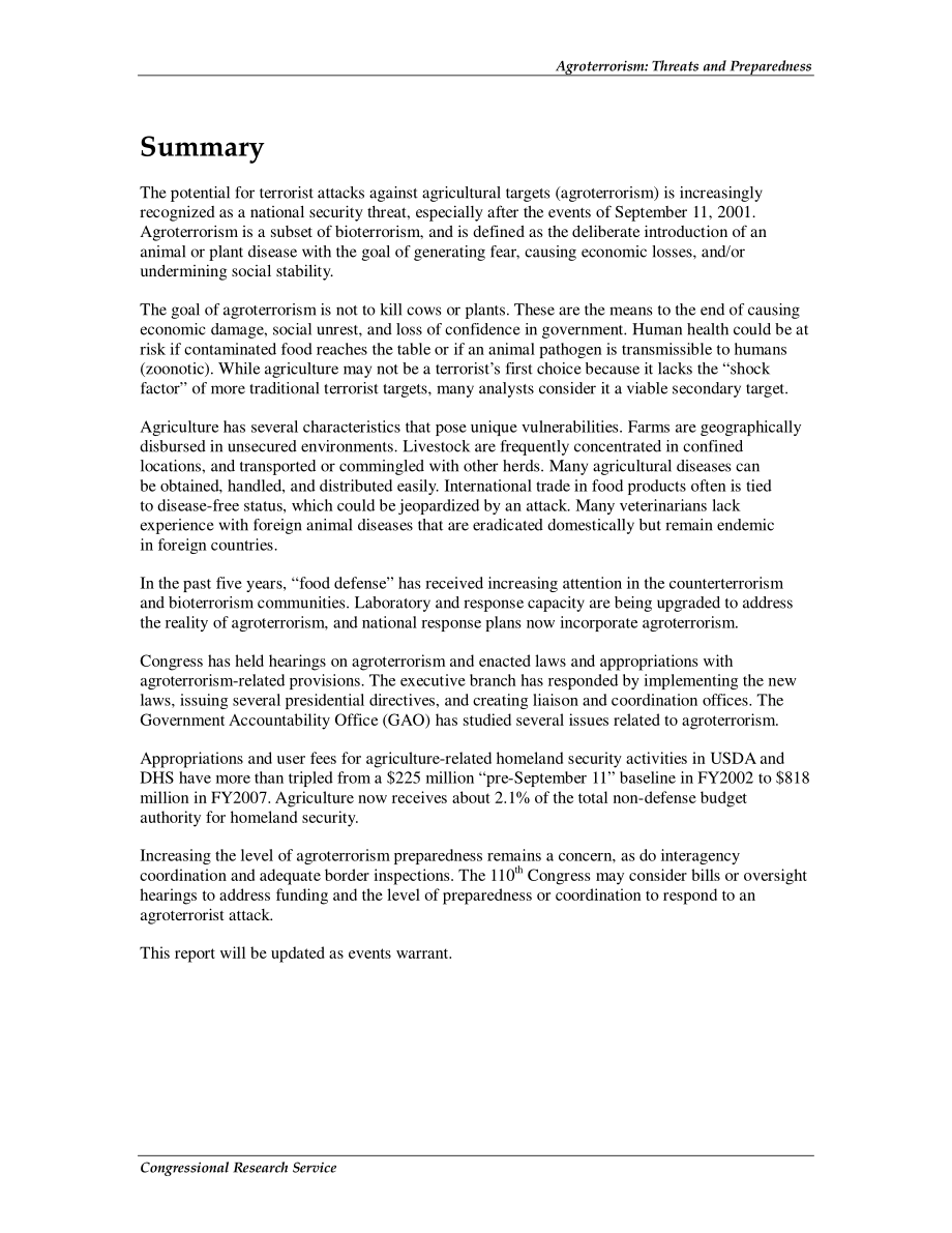 [20070312]RL32521_农业恐怖主义：威胁和准备.pdf_第2页