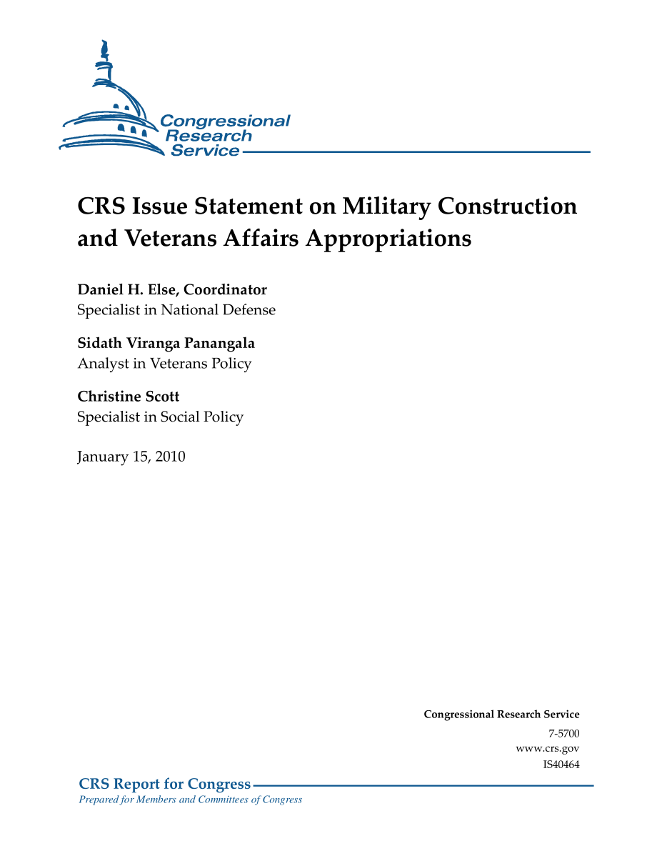 [20100115]IS40464_CRS发布关于军队建设和退伍军人事务拨款的声明.pdf_第1页