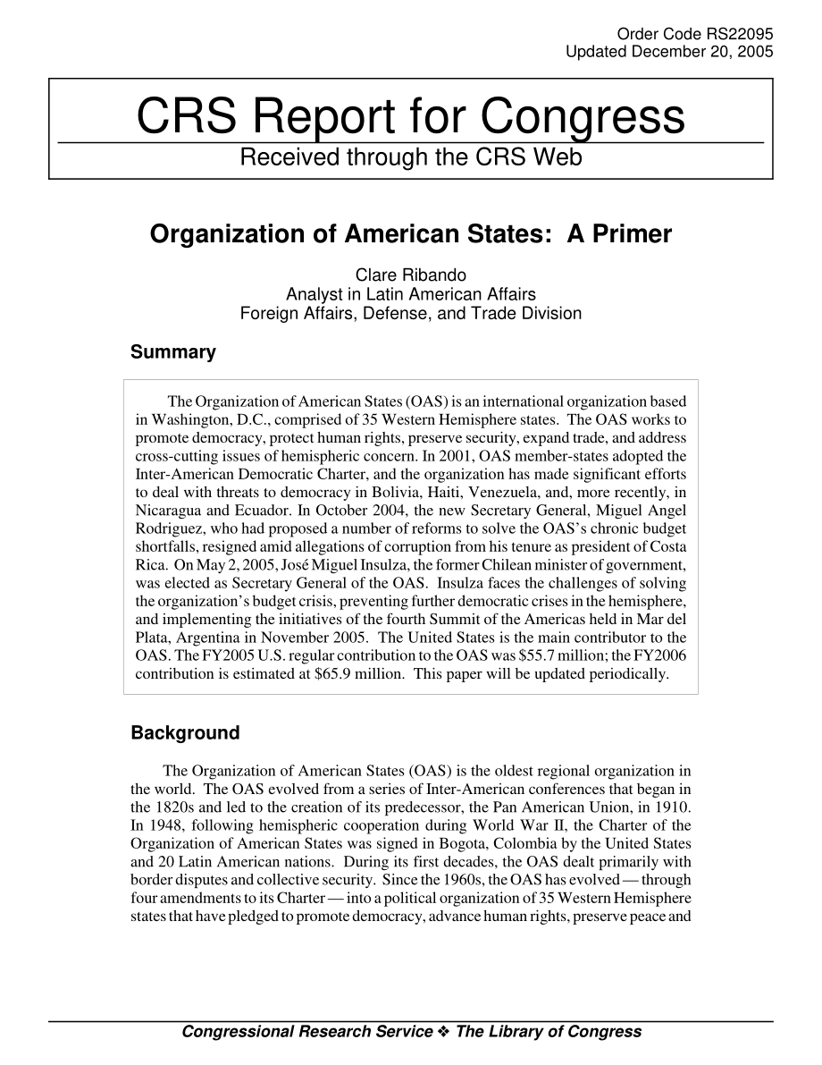 [20051220]RS22095_美洲国家组织：基础.pdf_第1页