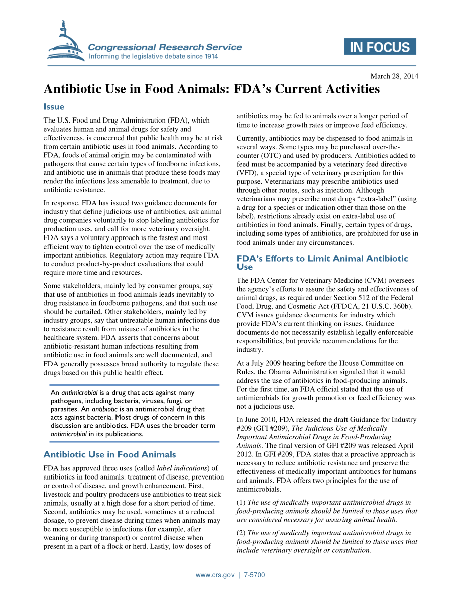 [20140328]IF00017_食用动物的抗生素使用：FDA当前的活动.pdf_第1页