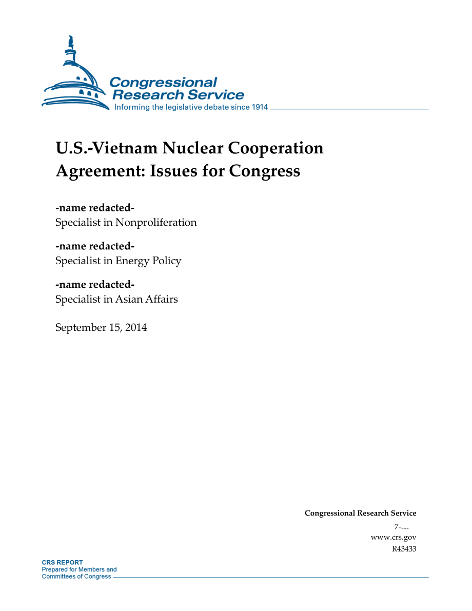[20140915]R43433_美越核合作协议：国会议题.pdf_第1页
