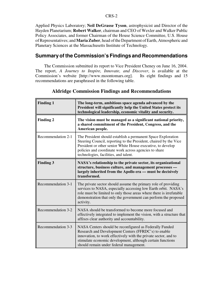 [20040622]RS21866_空间探索：奥尔德里奇委员会关于布什总统勘探倡议执行情况的报告.pdf_第2页