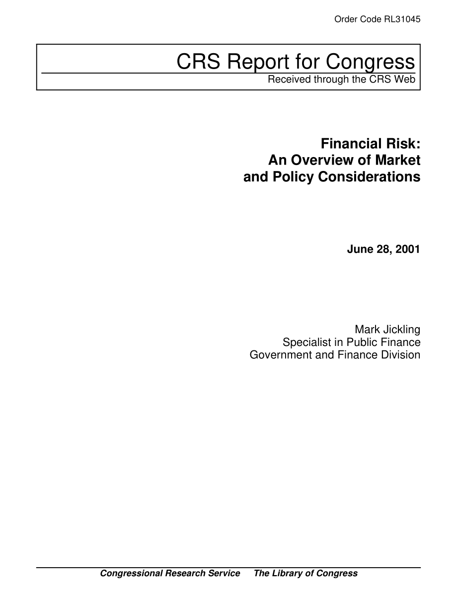 [20010628]RL31045_财务风险：市场和政策考虑概述.pdf_第1页