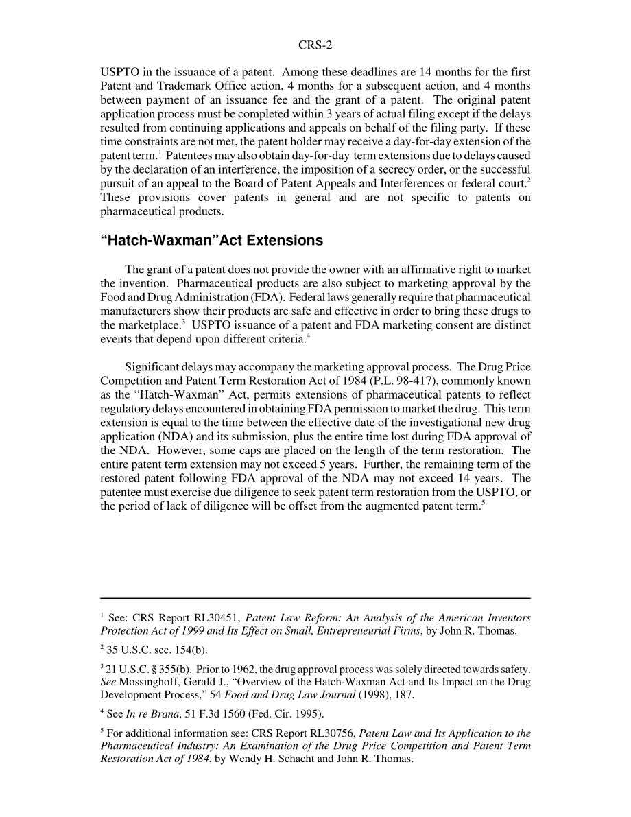 [20020131]RS21129_药品专利期限延长：简要说明.pdf_第2页