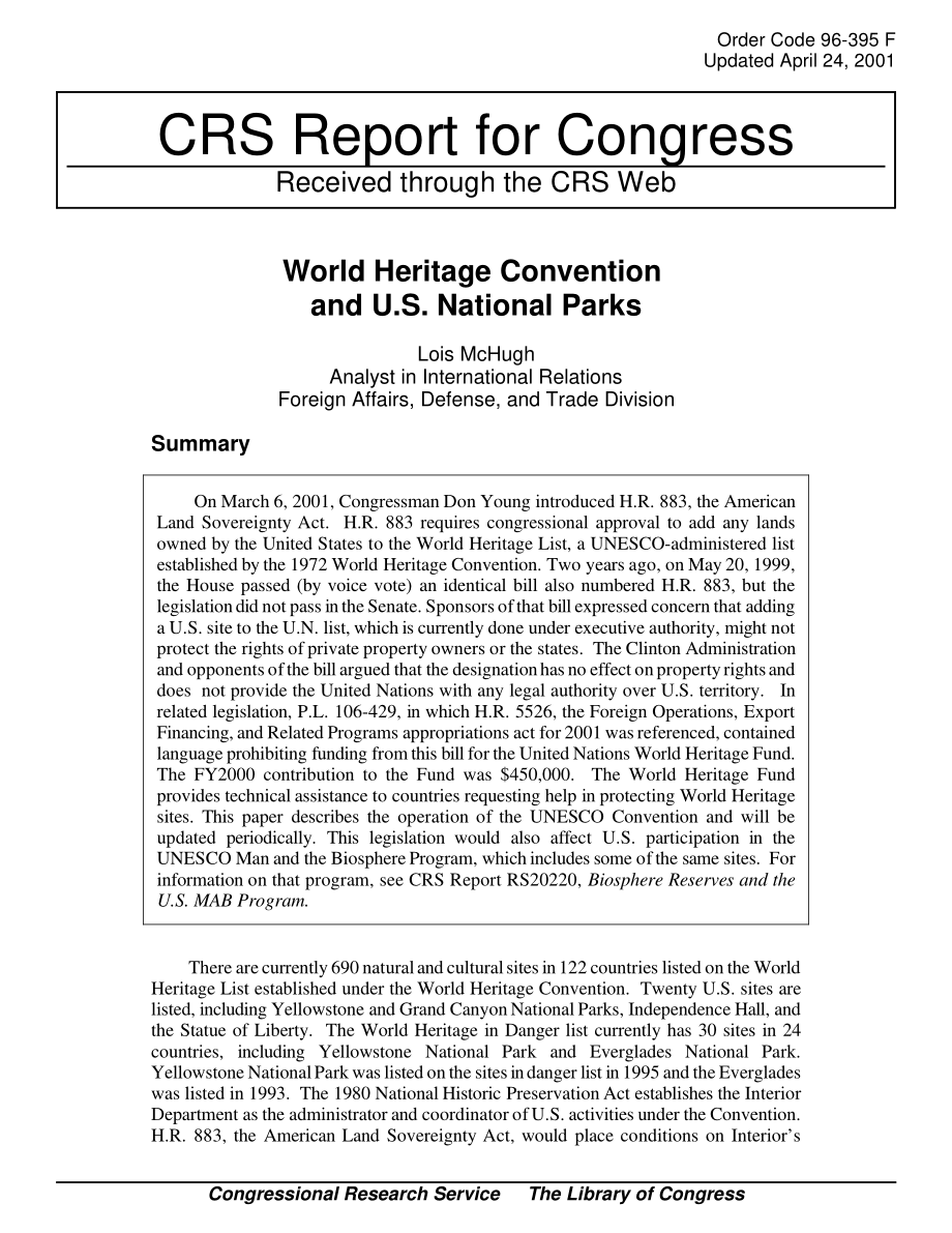 [20010424]96-395_世界遗产公约和美国国家公园.pdf_第1页