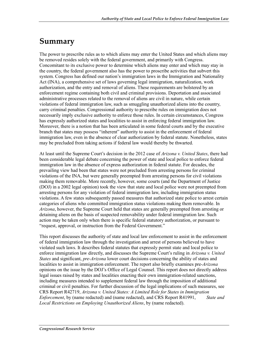 [20120910]R41423_州和地方警察执行联邦移民法的权力.pdf_第2页