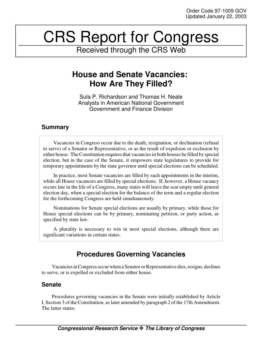 [20030122]97-1009GOV_众议院和参议院空缺：它们是如何填充的？.pdf_第1页