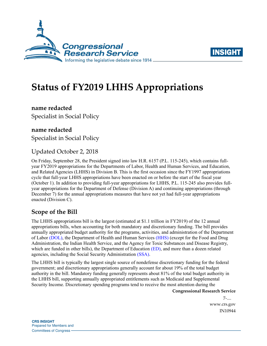 [20181002]IN10944_2019财年LHHS拨款情况.pdf_第1页