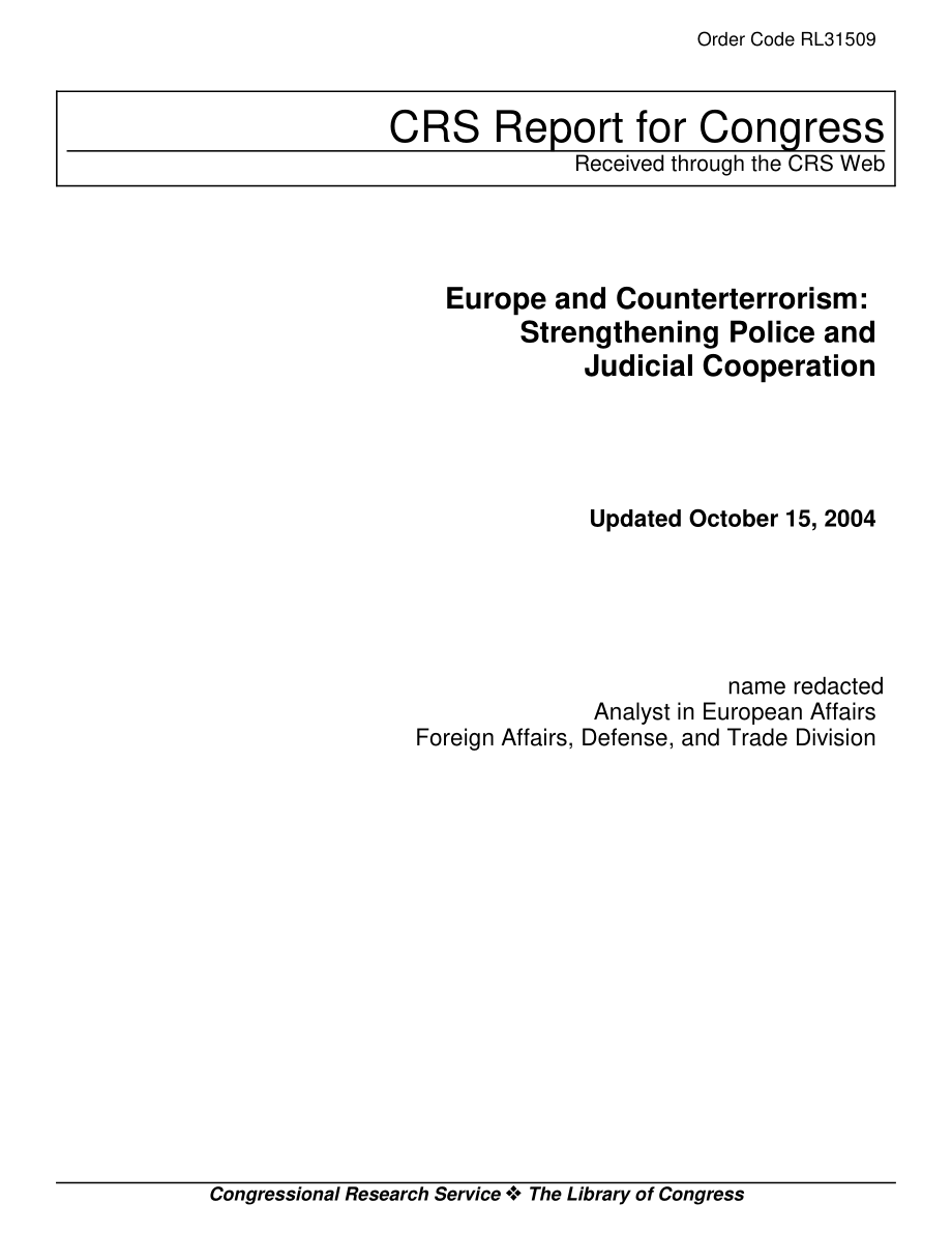 [20041015]RL31509_欧洲与反恐：加强警察和司法合作.pdf_第1页