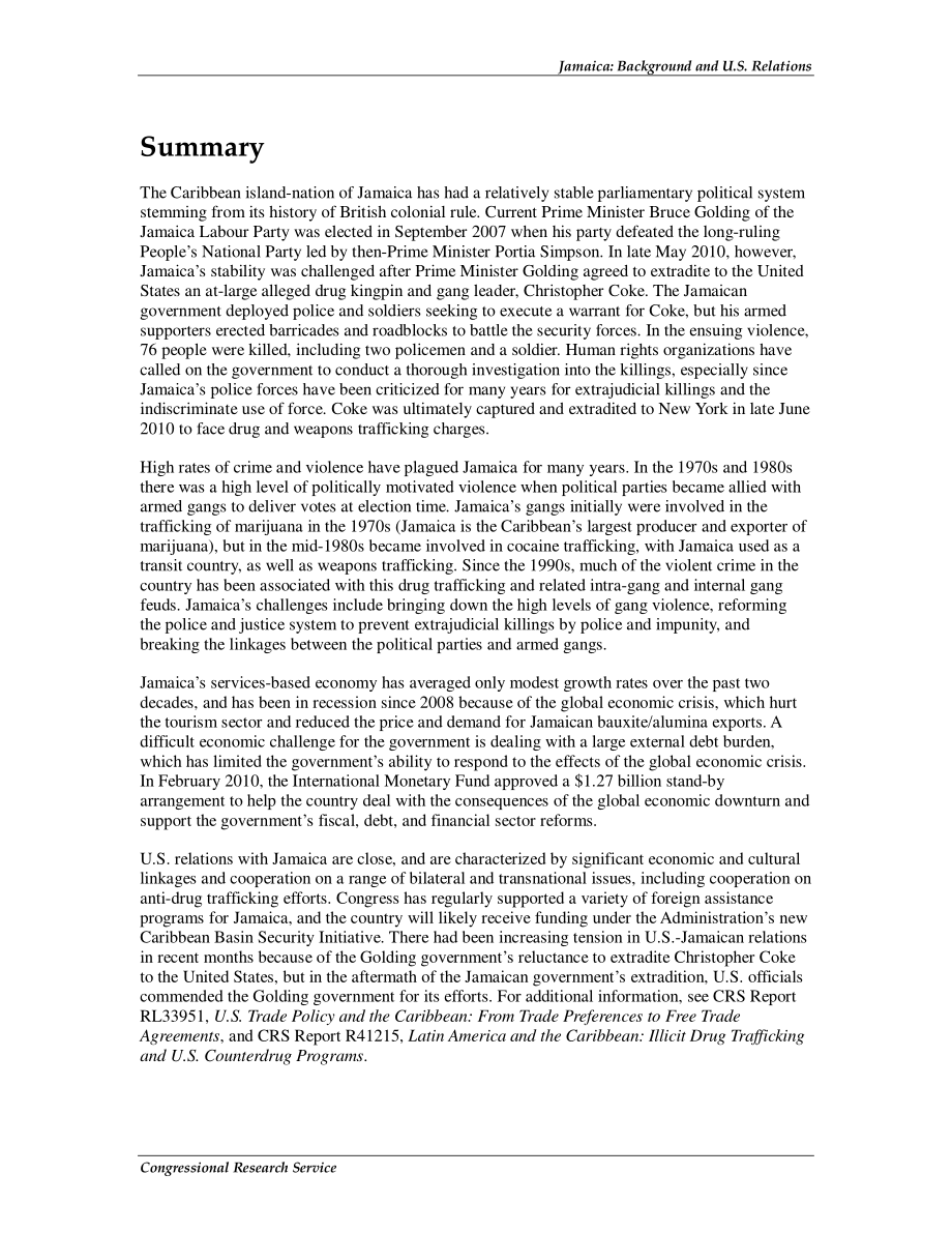 [20100709]R41318_牙买加：背景和美国关系.pdf_第2页