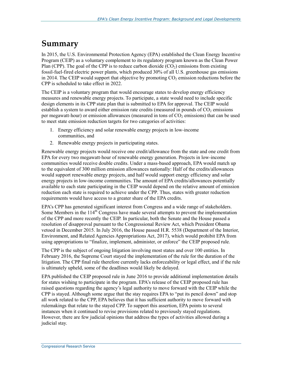 [20160829]R44607_EPA的清洁能源激励计划：背景和法律发展.pdf_第2页