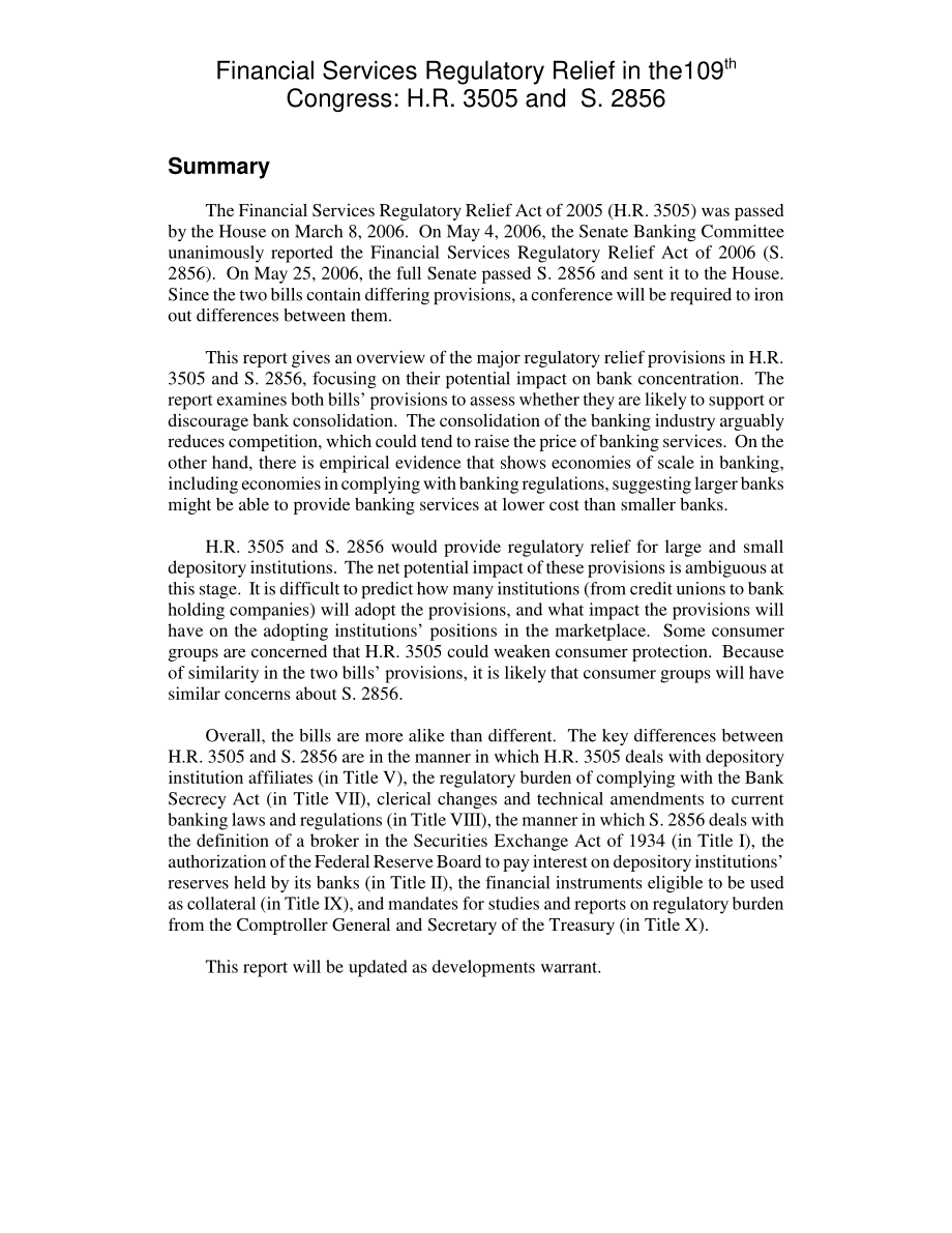 [20060724]RL33513_第109届国会金融服务监管救济：H、 R3505和S.2856.pdf_第2页