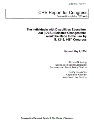 [20040507]RL31971_《残疾人教育法》（IDEA）：第108届国会第1248号法案将对法律进行的选定修改.pdf