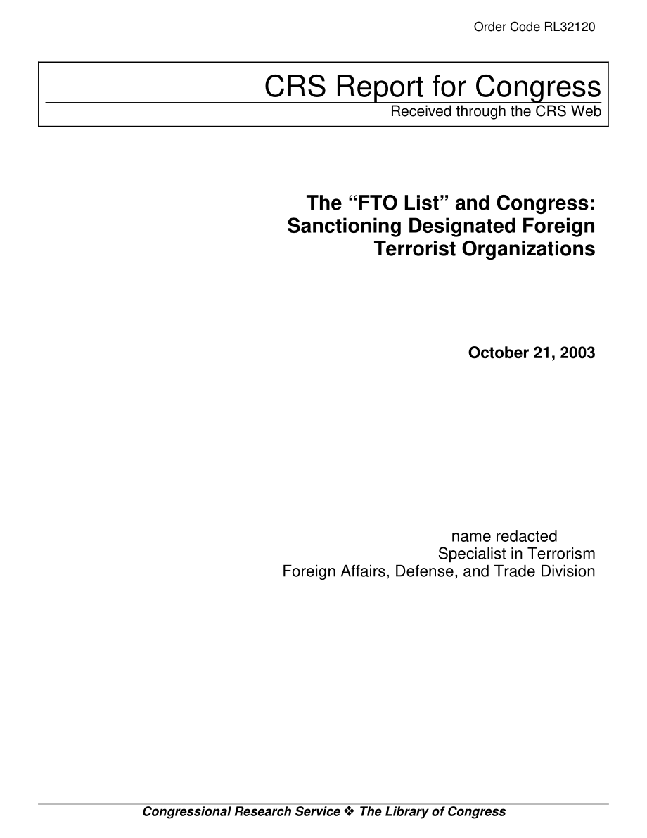 [20031021]RL32120_“FTO名单”和国会：制裁指定的外国恐怖组织.pdf_第1页