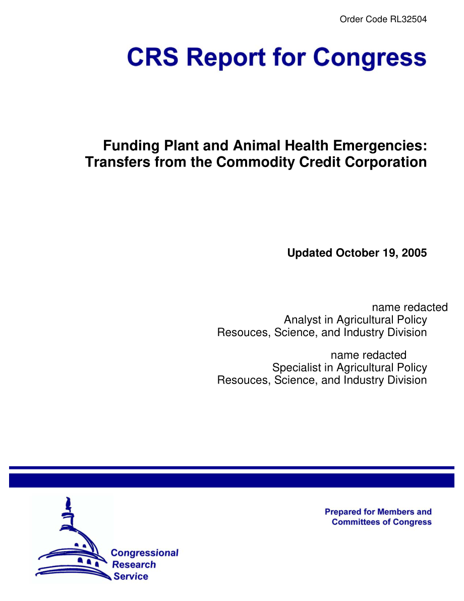 [20051019]RL32504_资助动植物健康紧急事件：从商品信贷公司转账.pdf_第1页