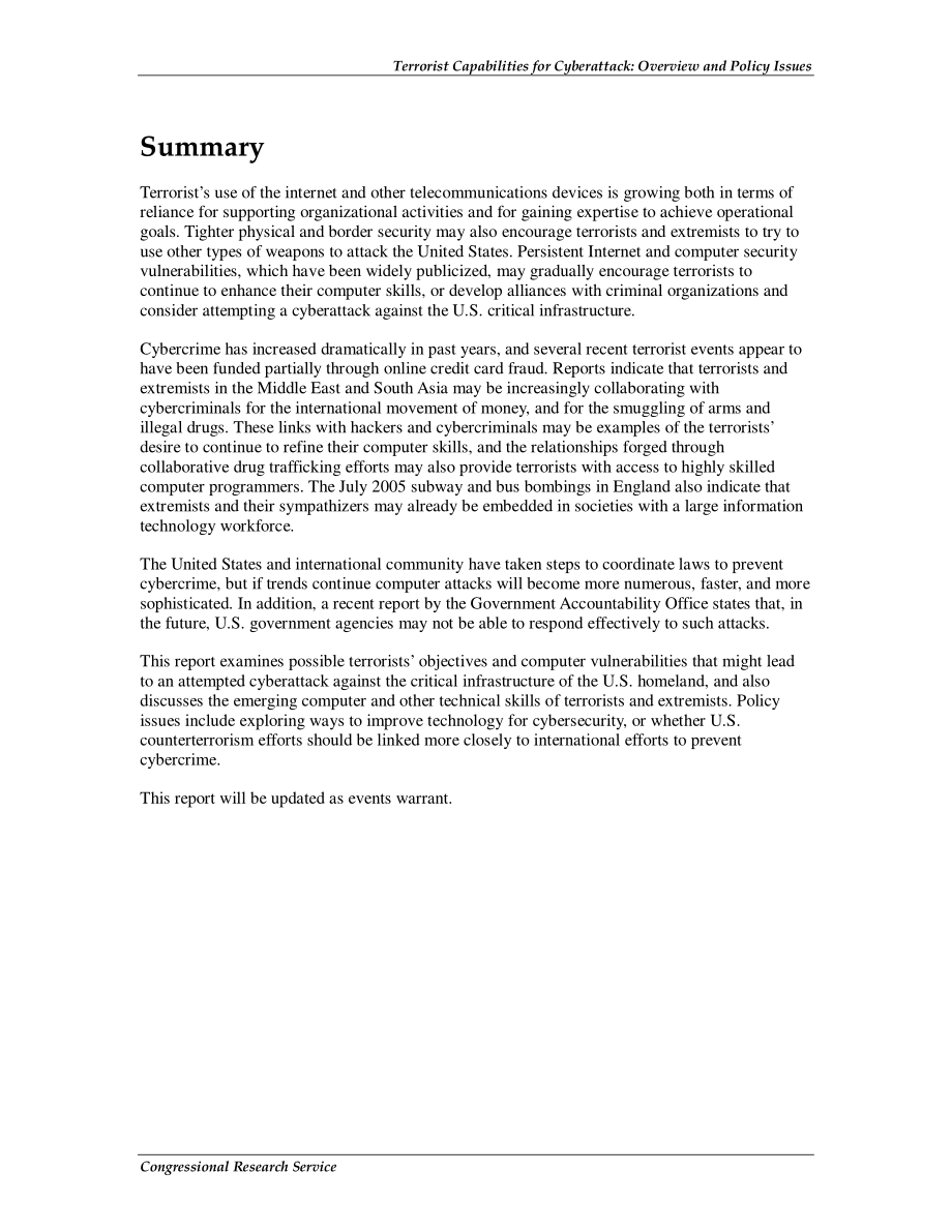 [20070122]RL33123_恐怖分子网络攻击能力：概述和政策问题.pdf_第2页