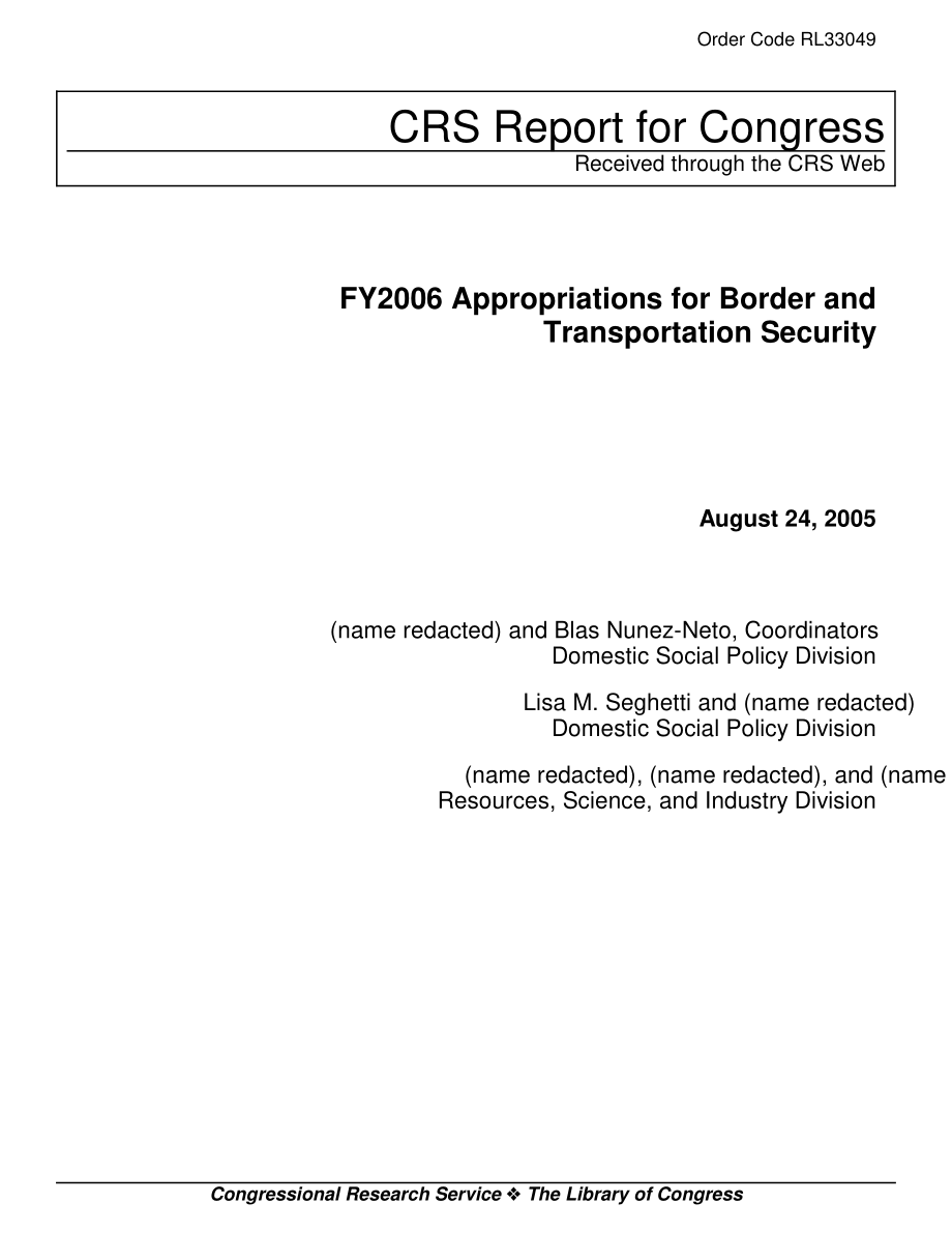[20050824]RL33049_2006财年边境和运输安全拨款.pdf_第1页