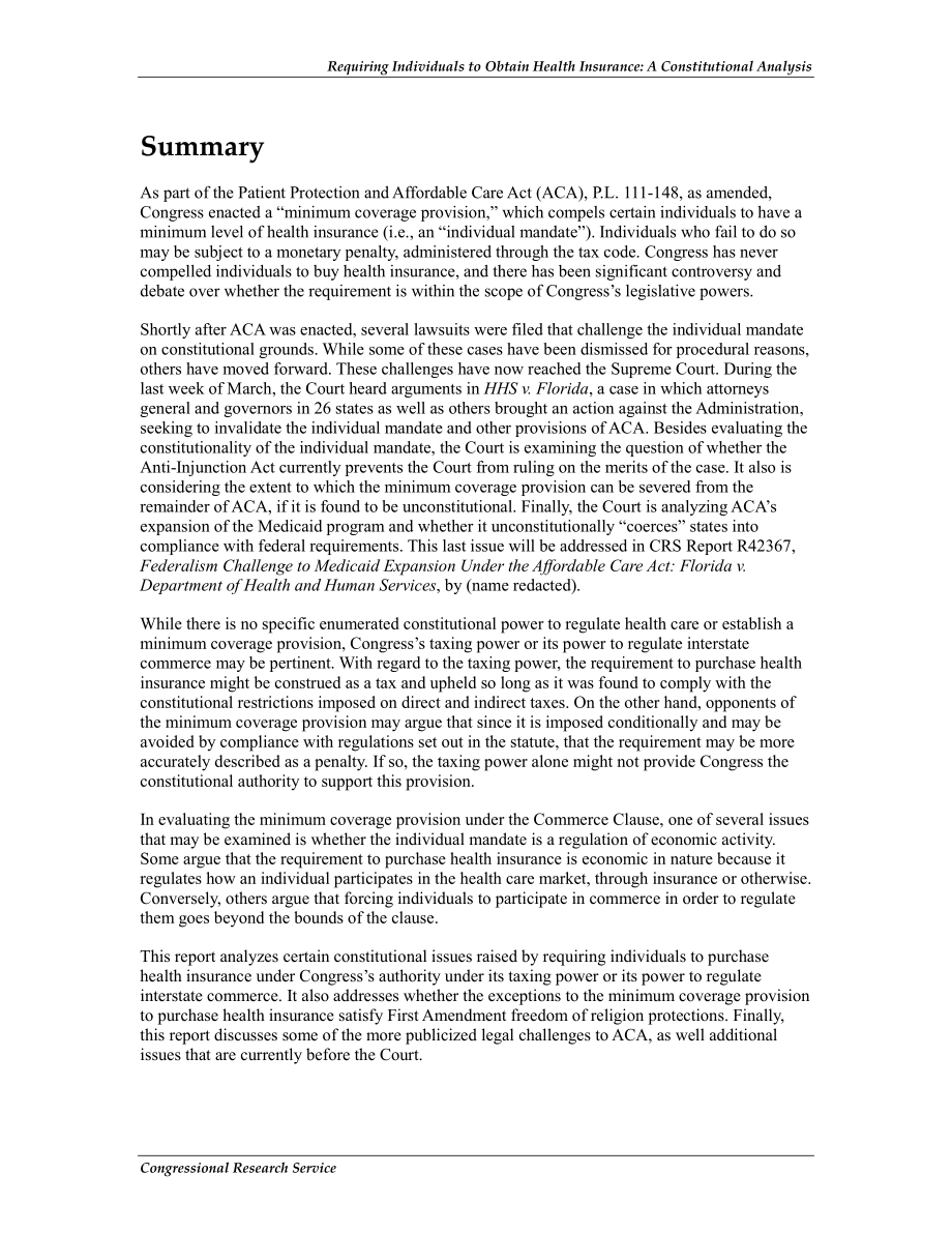 [20120406]R40725_要求个人获得健康保险：宪法分析.pdf_第2页