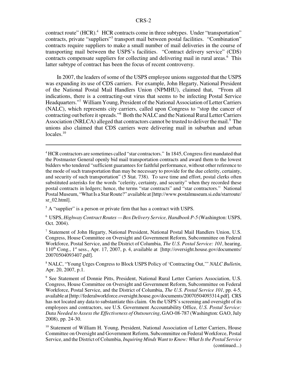 [20081030]RS22813_美国邮政局使用承包商投递邮件.pdf_第2页