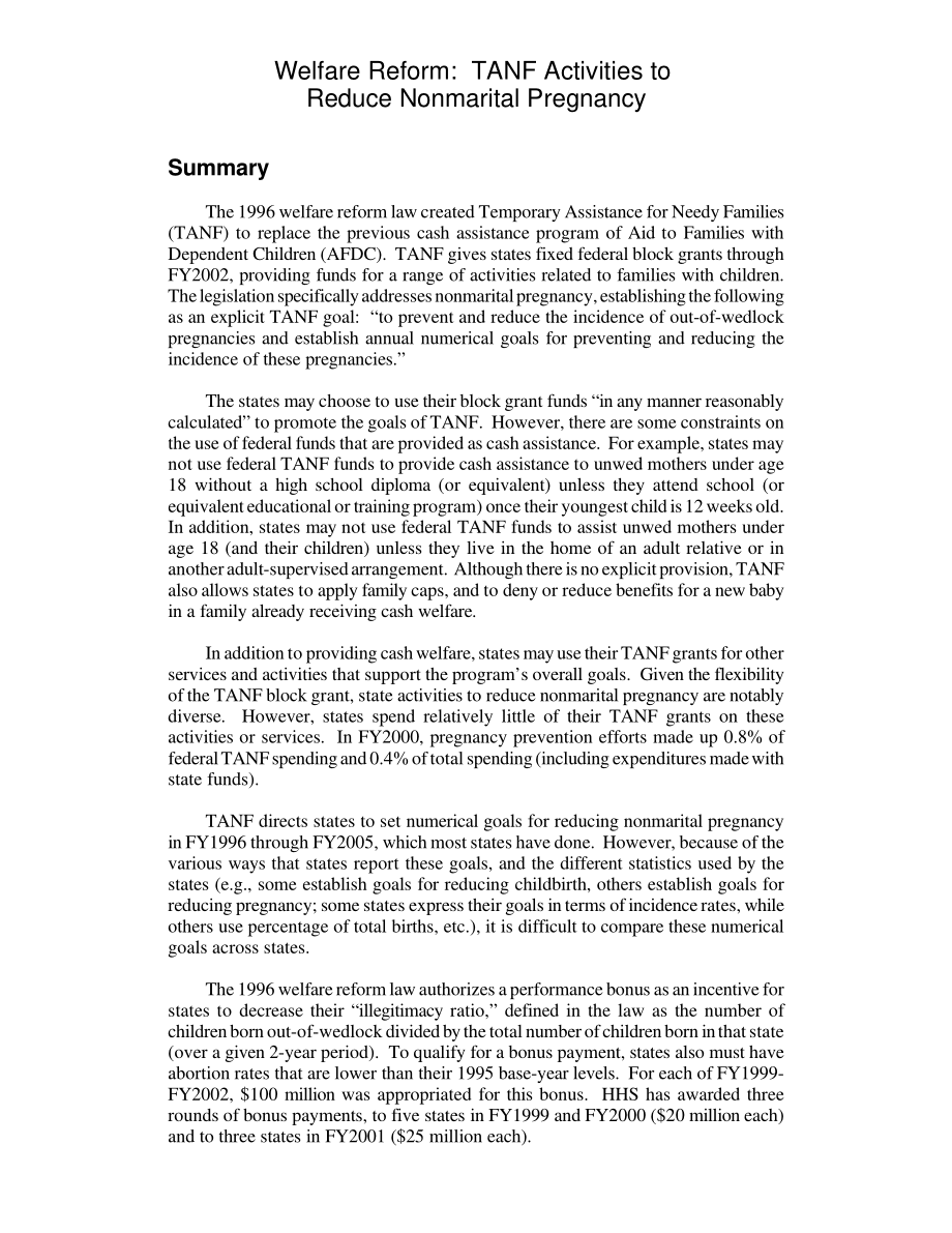 [20011218]RL31219_福利改革：TANF活动减少非婚姻妊娠.pdf_第2页
